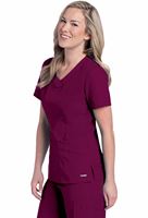 Landau Women's Rounded V-Neck Scrub Top With Piping-8110