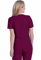 Landau Women's Rounded V-Neck Scrub Top With Piping-8110