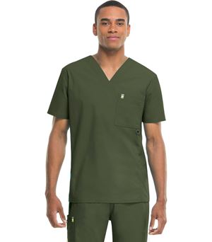 Code Happy Men's Antimicrobial V-Neck Solid Scrub Top-16600A
