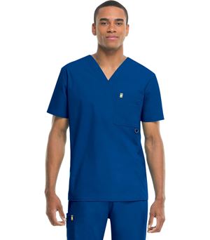 Code Happy Men's Antimicrobial V-Neck Solid Scrub Top-16600A