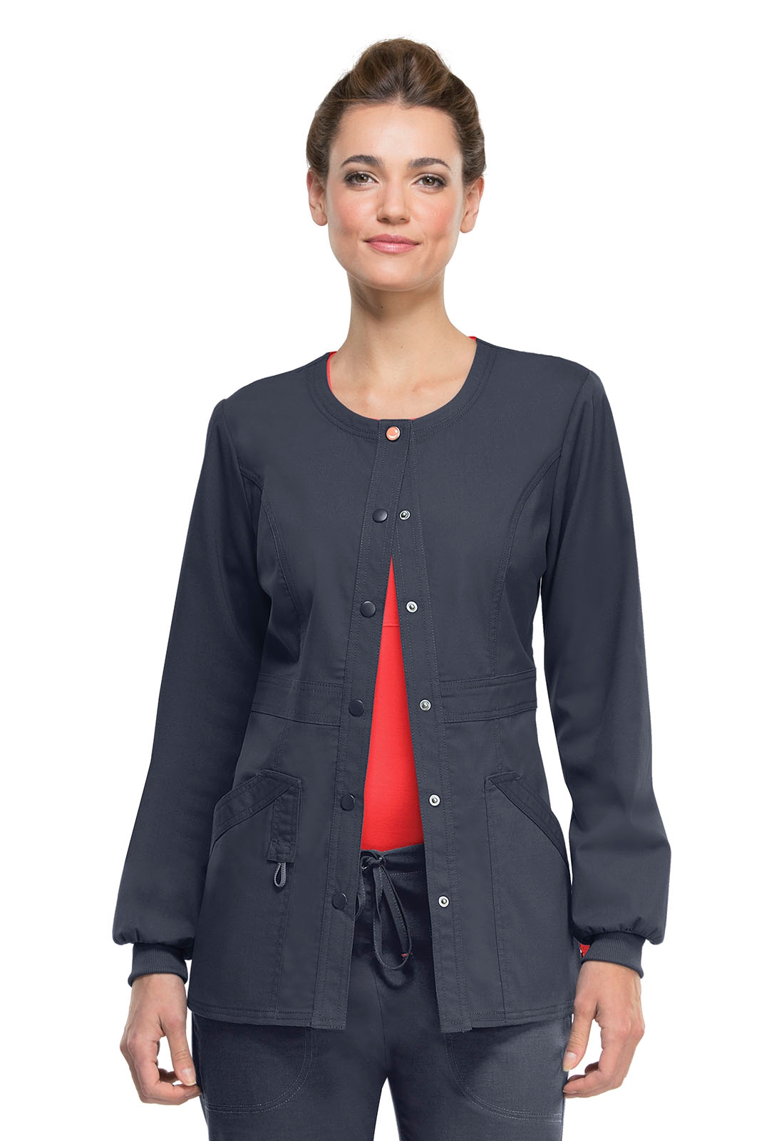 Code Happy Women's Snap Front Warm-Up Scrub Jacket 46300AB
