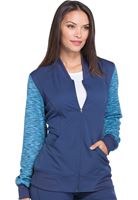 Dickies Dynamix Women’s Zip Up Contrasting Sleeves Warm-Up Scrub Jacket-DK340