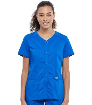 Cherokee Workwear Snap Front V-neck Top WW622