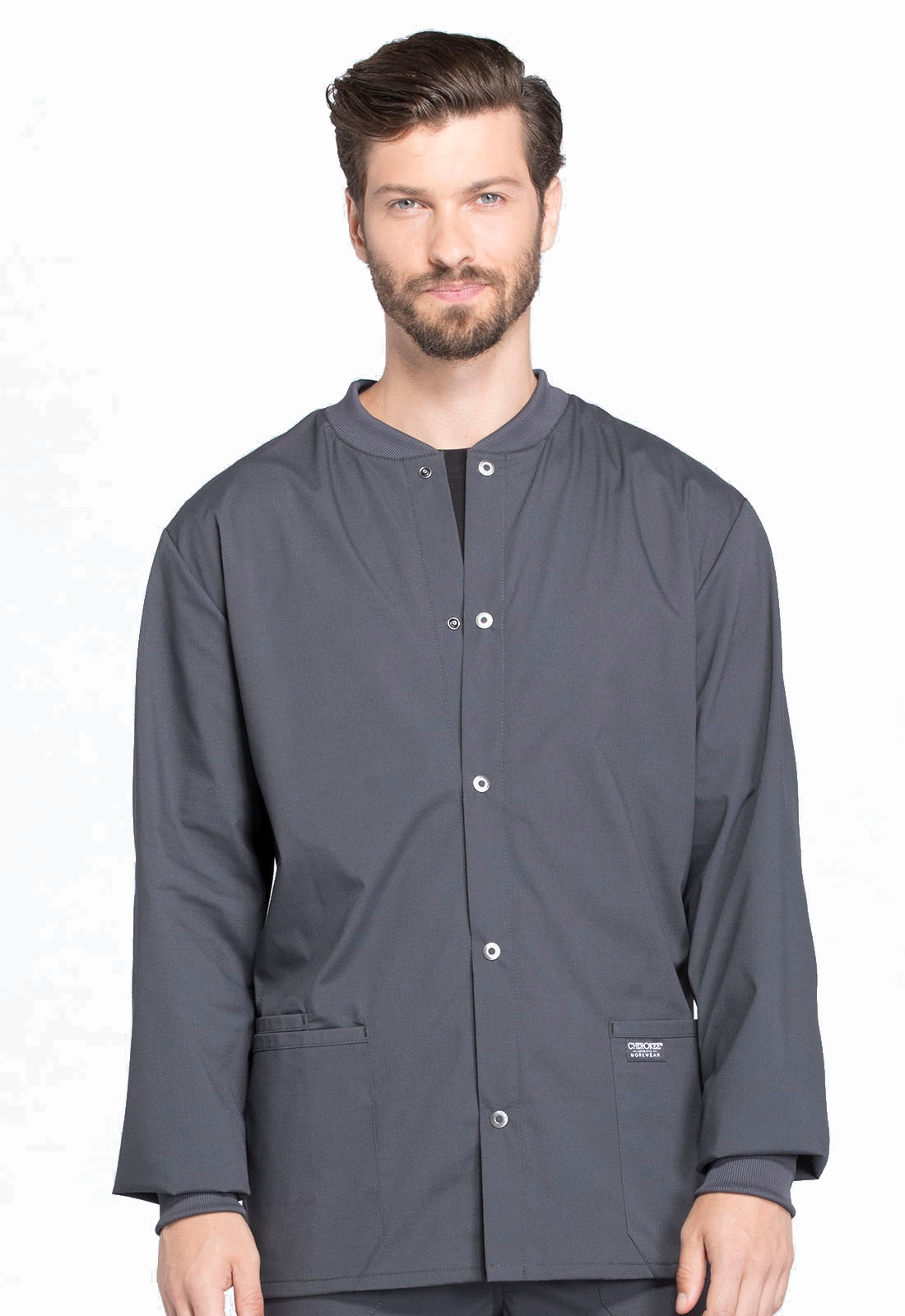Cherokee Workwear Professionals Men's Snap Front Warm-Up Scrub Jacket-WW360