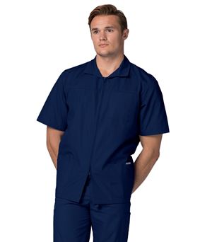 Adar Universal Men's Zippered Short Sleeve Scrub Jacket-607