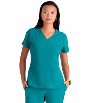 Barco One Women's Solid Perforated Fabric Scrub Top-5105
