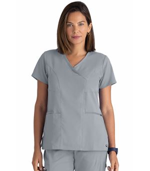 Grey's Anatomy Spandex Stretch Women's  3 Pocket Surplice Scrub Top-GRST001