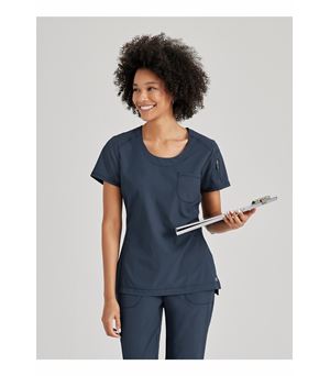 Barco One Women's Round Scoop Neck Tuck In Scrub Top-BOT142